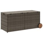 Boîte de rangement de jardin et roues gris 283L résine tressée – Image 4