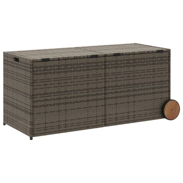 Boîte de rangement de jardin et roues gris 283L résine tressée – Image 4