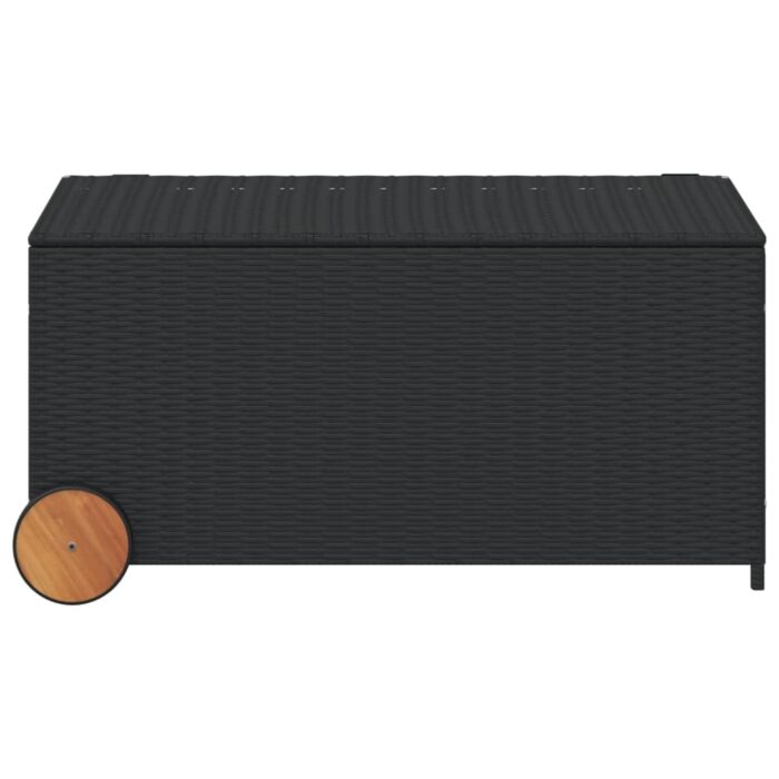Boîte de rangement de jardin et roues noir 190L résine tressée – Image 2