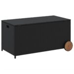 Boîte de rangement de jardin et roues noir 190L résine tressée – Image 4