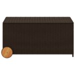 Boîte de rangement de jardin et roues marron 190L poly rotin – Image 2