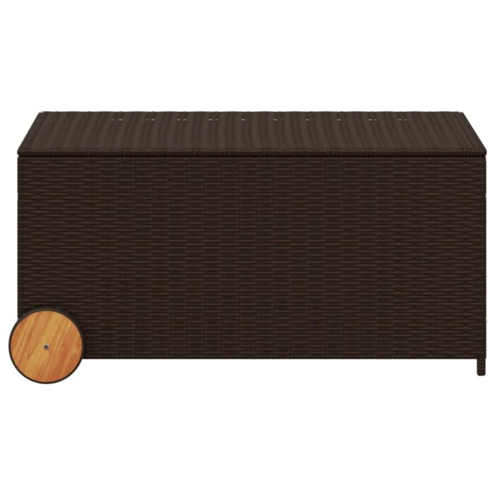 Boîte de rangement de jardin et roues marron 190L poly rotin – Image 2