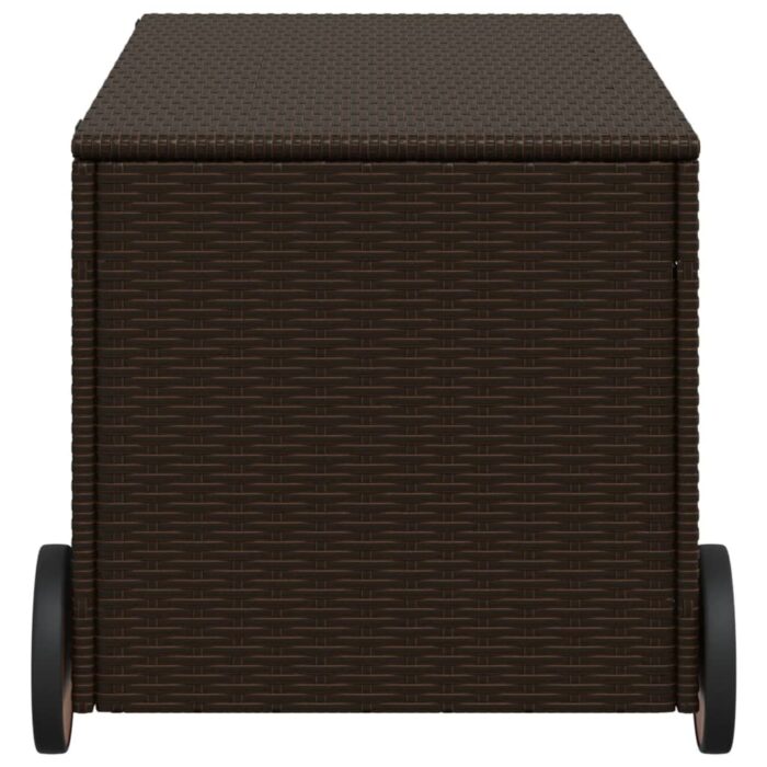 Boîte de rangement de jardin et roues marron 190L poly rotin – Image 3
