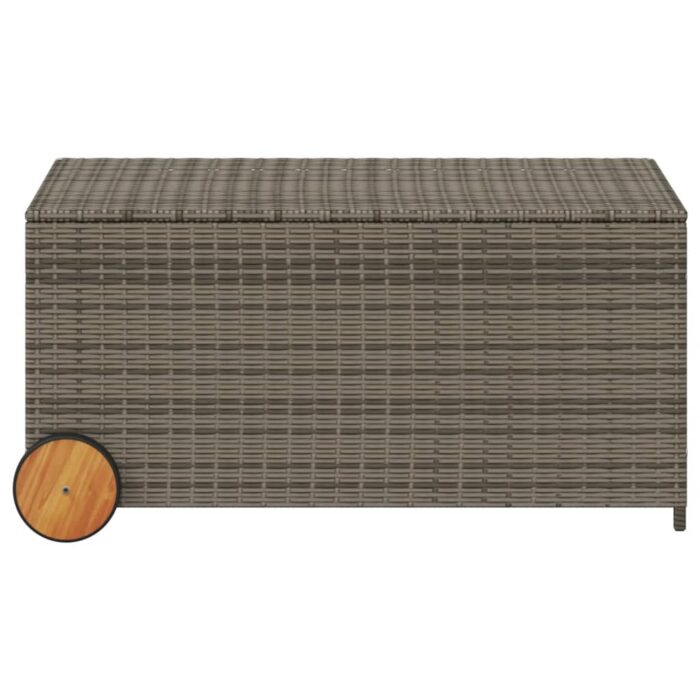 Boîte de rangement de jardin et roues gris 190L résine tressée – Image 2