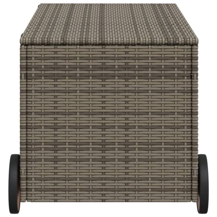 Boîte de rangement de jardin et roues gris 190L résine tressée – Image 3