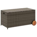 Boîte de rangement de jardin et roues gris 190L résine tressée – Image 4