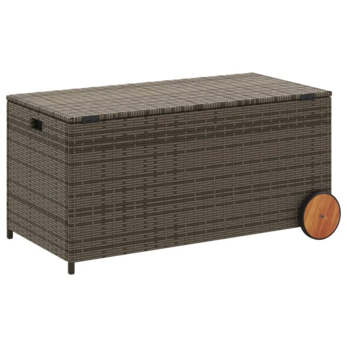 Boîte de rangement de jardin et roues gris 190L résine tressée – Image 4