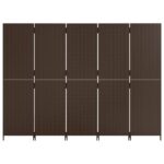 Cloison de séparation 5 panneaux marron résine tressée – Image 3