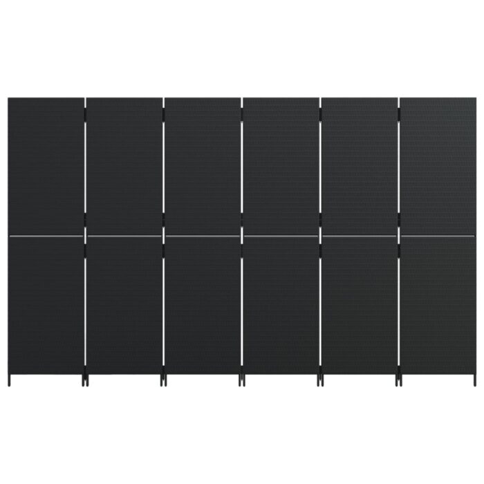 Cloison de séparation 6 panneaux noir résine tressée – Image 3