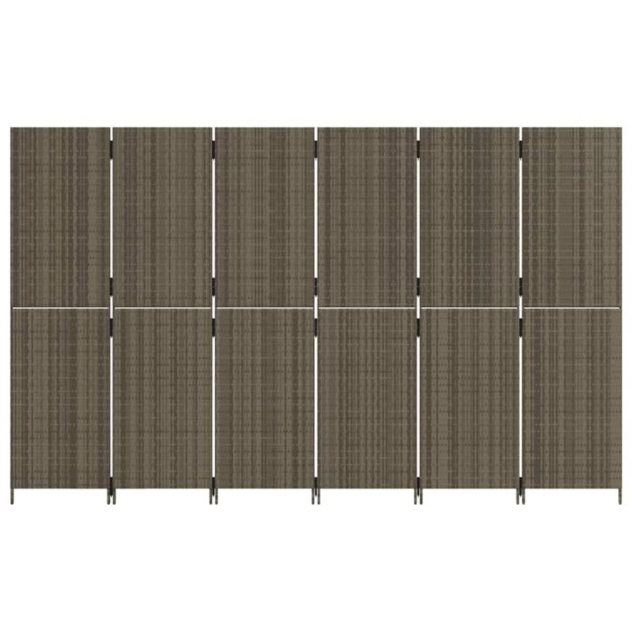 Cloison de séparation 6 panneaux gris résine tressée – Image 3