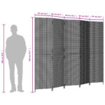 Cloison de séparation 5 panneaux gris résine tressée – Image 7