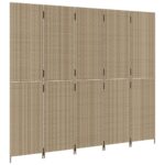 Cloison de séparation 5 panneaux beige résine tressée – Image 2