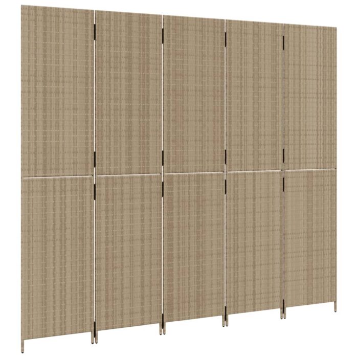 Cloison de séparation 5 panneaux beige résine tressée – Image 2