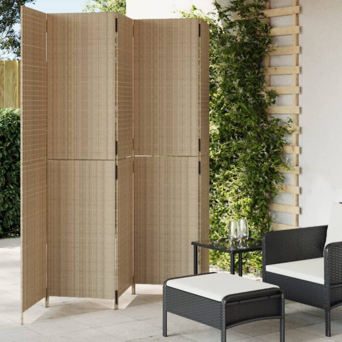 Cloison de séparation 5 panneaux beige résine tressée – Image 1