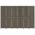 Cloison de séparation 6 panneaux gris résine tressée – Image 3