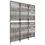 Cloison de séparation 3 panneaux marron résine tressée – Image 2