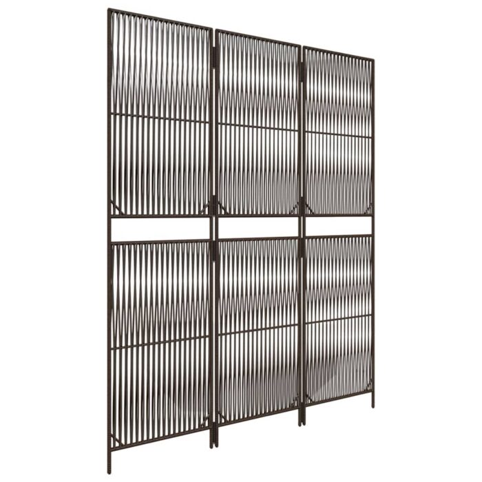 Cloison de séparation 3 panneaux marron résine tressée – Image 2