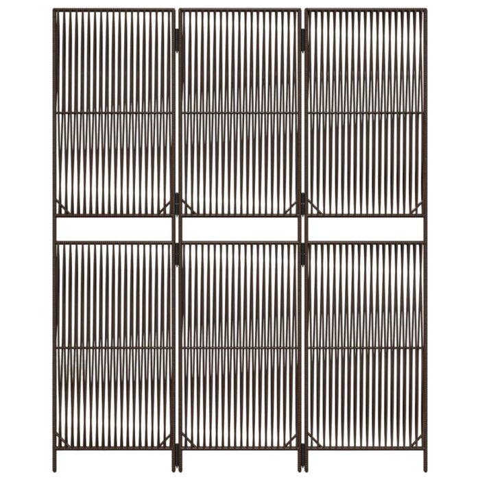 Cloison de séparation 3 panneaux marron résine tressée – Image 3