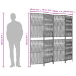 Cloison de séparation 4 panneaux gris résine tressée – Image 7