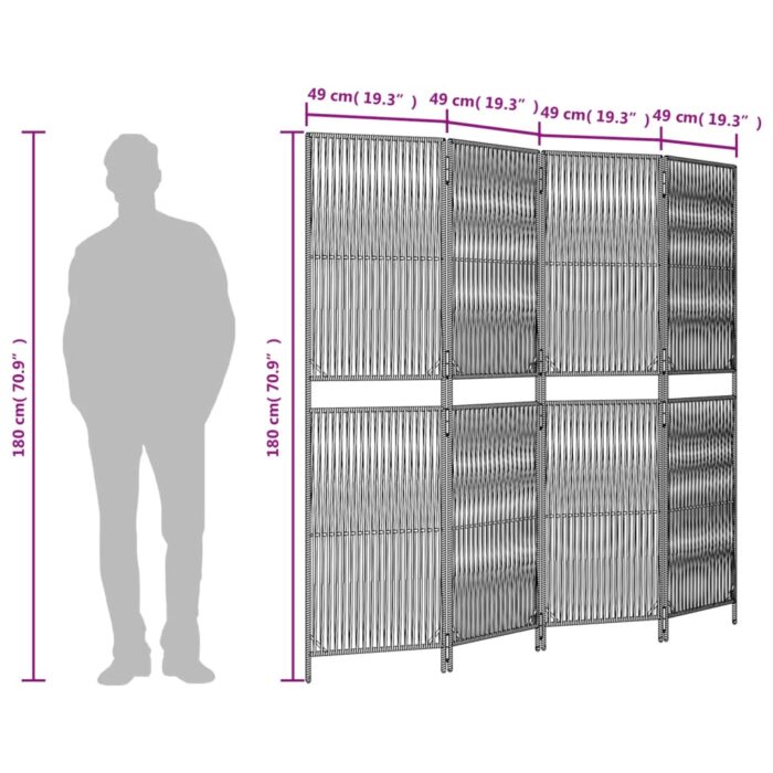 Cloison de séparation 4 panneaux beige résine tressée – Image 7