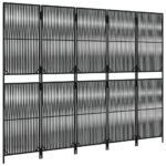 Cloison de séparation 5 panneaux noir résine tressée – Image 2