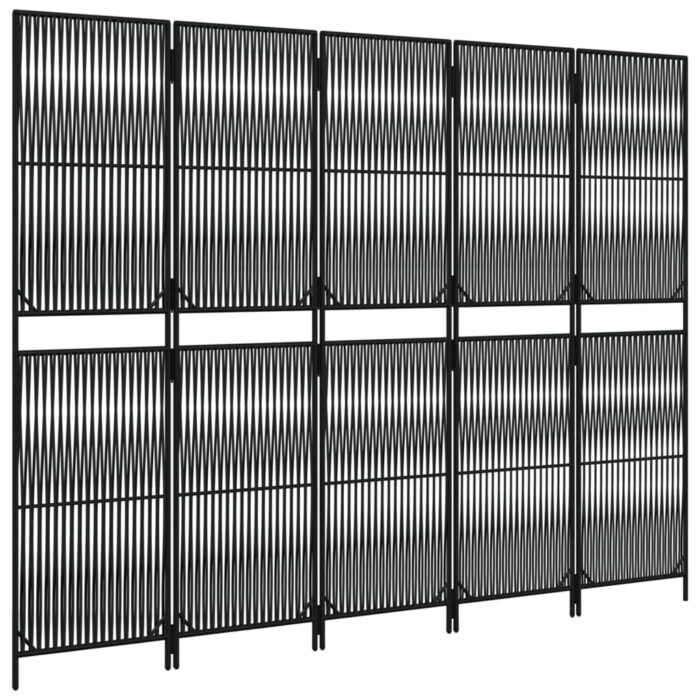 Cloison de séparation 5 panneaux noir résine tressée – Image 2