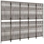 Cloison de séparation 5 panneaux marron résine tressée – Image 2