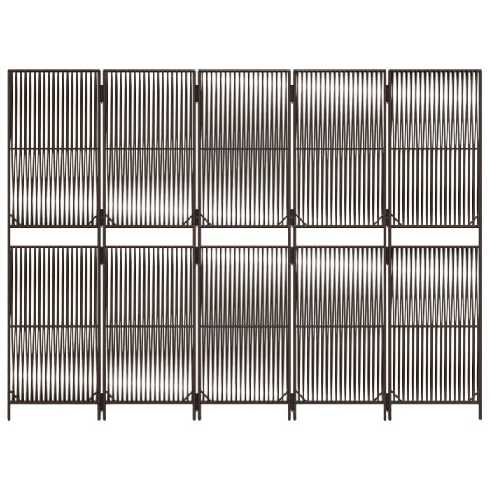 Cloison de séparation 5 panneaux marron résine tressée – Image 3