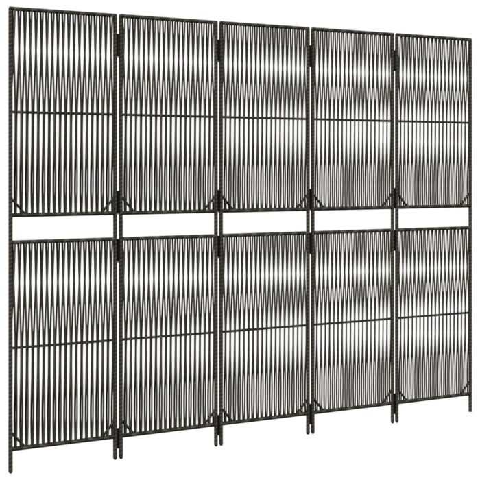 Cloison de séparation 5 panneaux gris résine tressée – Image 2