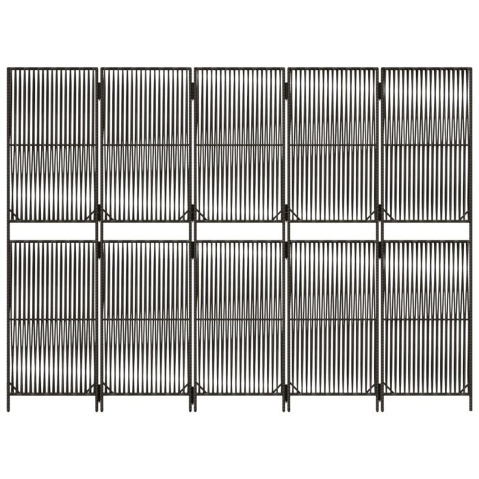 Cloison de séparation 5 panneaux gris résine tressée – Image 3