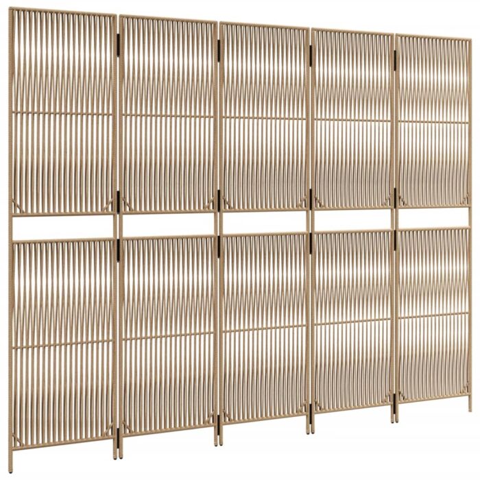 Cloison de séparation 5 panneaux beige résine tressée – Image 2