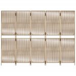 Cloison de séparation 5 panneaux beige résine tressée – Image 3