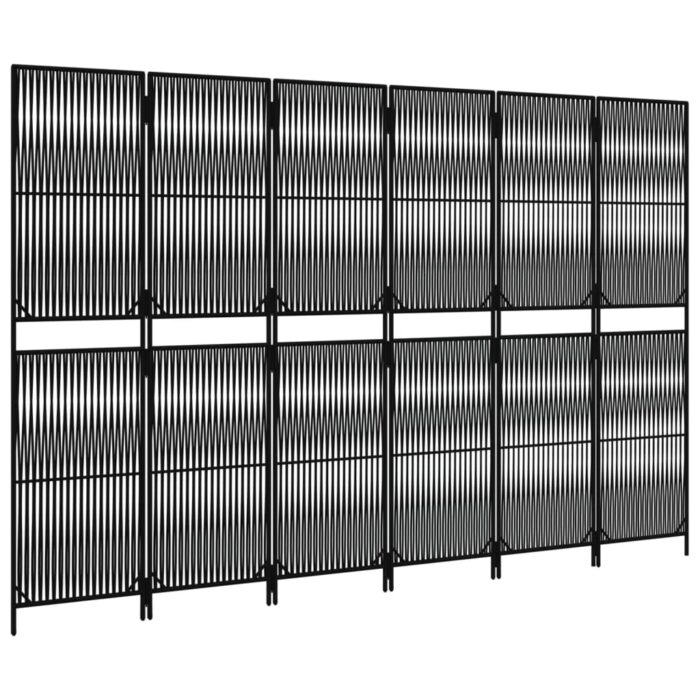 Cloison de séparation 6 panneaux noir résine tressée – Image 2