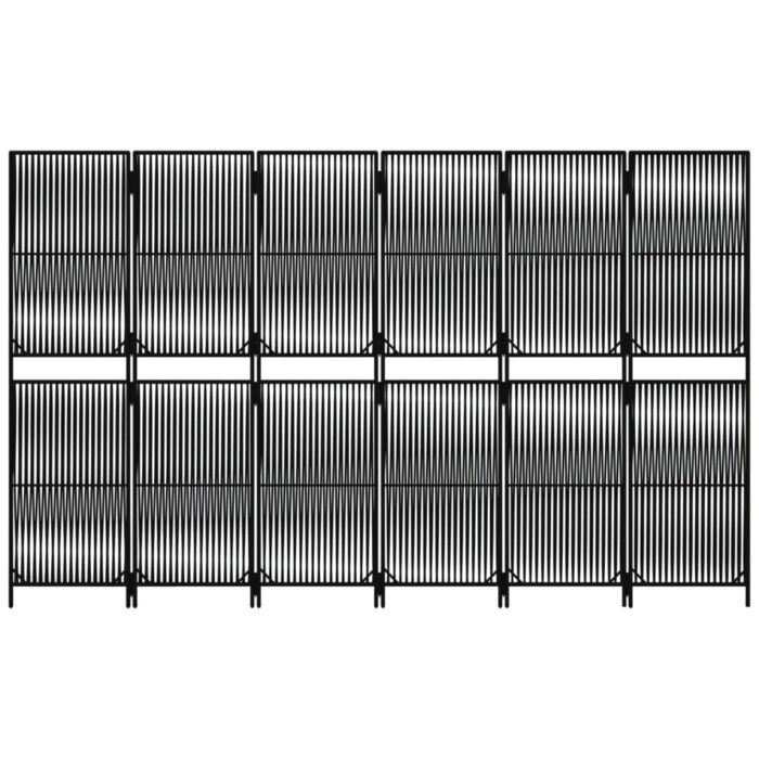 Cloison de séparation 6 panneaux noir résine tressée – Image 3