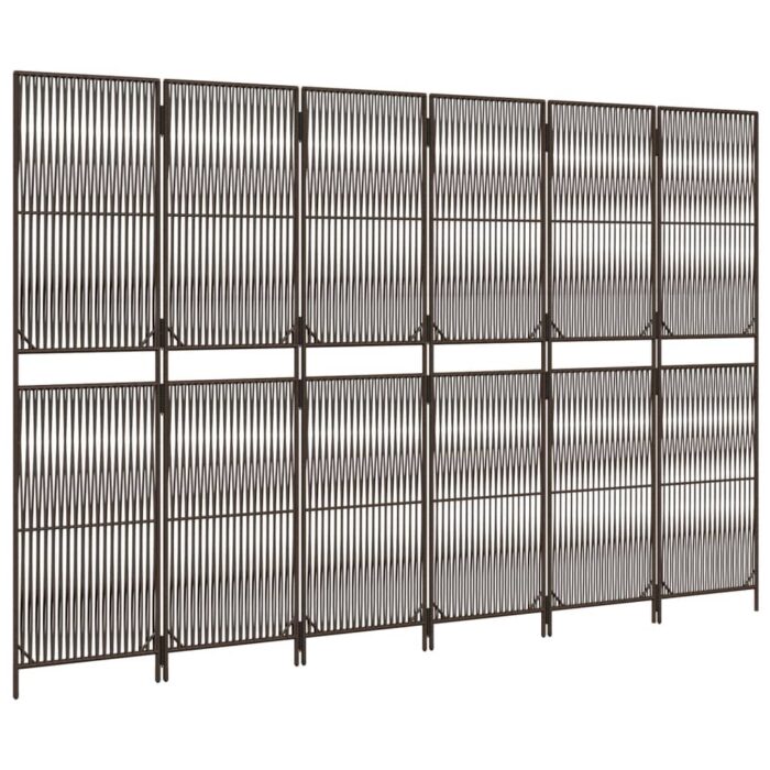 Cloison de séparation 6 panneaux marron résine tressée – Image 2