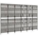 Cloison de séparation 6 panneaux gris résine tressée – Image 2