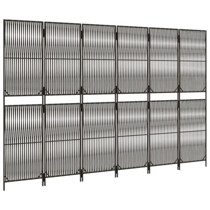 Cloison de séparation 6 panneaux gris résine tressée – Image 2