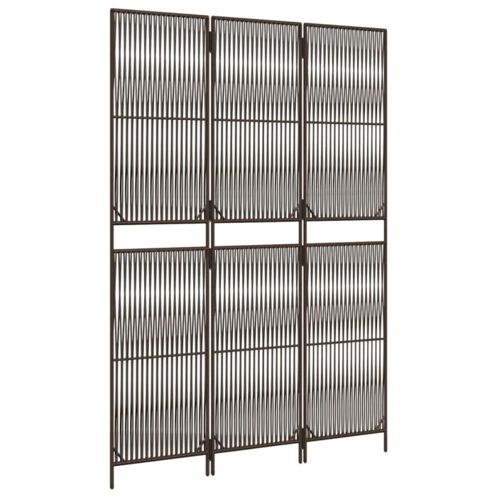 Cloison de séparation 3 panneaux marron résine tressée – Image 2