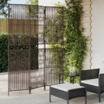 Cloison de séparation 3 panneaux marron résine tressée