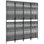 Cloison de séparation 4 panneaux noir résine tressée – Image 2