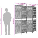 Cloison de séparation 4 panneaux noir résine tressée – Image 7