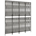 Cloison de séparation 4 panneaux gris résine tressée – Image 2
