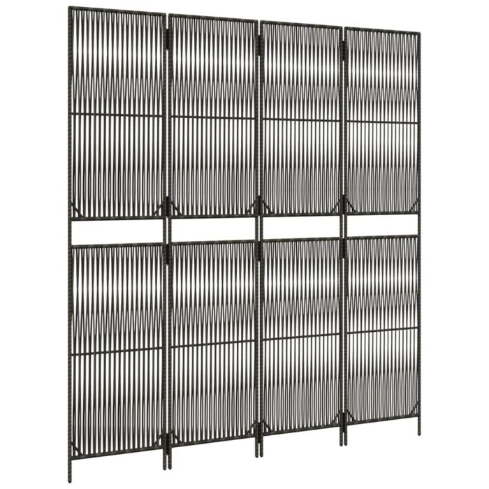Cloison de séparation 4 panneaux gris résine tressée – Image 2