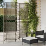 Cloison de séparation 4 panneaux gris résine tressée