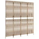 Cloison de séparation 4 panneaux beige résine tressée – Image 2