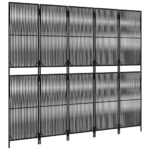 Cloison de séparation 5 panneaux noir résine tressée – Image 2