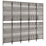 Cloison de séparation 5 panneaux marron résine tressée – Image 2