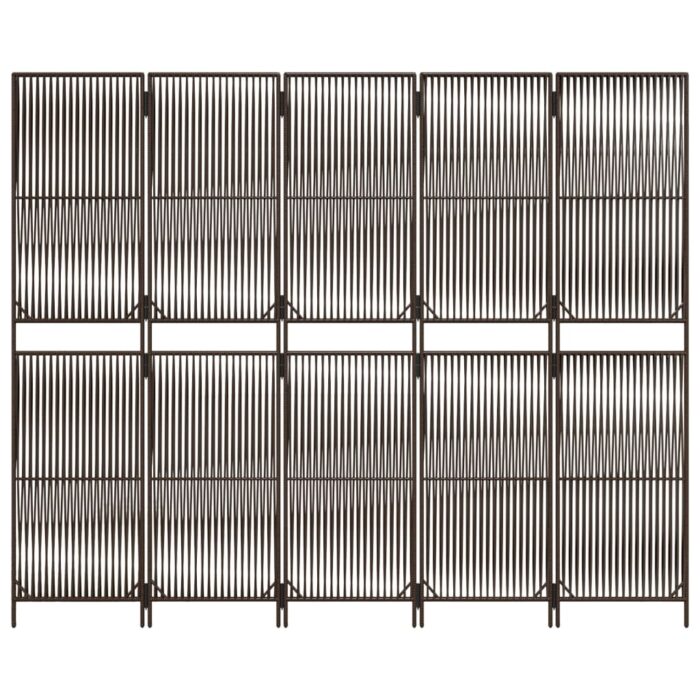 Cloison de séparation 5 panneaux marron résine tressée – Image 3