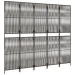 Cloison de séparation 5 panneaux gris résine tressée – Image 2