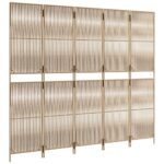 Cloison de séparation 5 panneaux beige résine tressée – Image 2